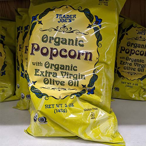 5 Healthy Trader Joe's Snacks: Organic Popcorn with Organic Extra Virgin Olive Oil